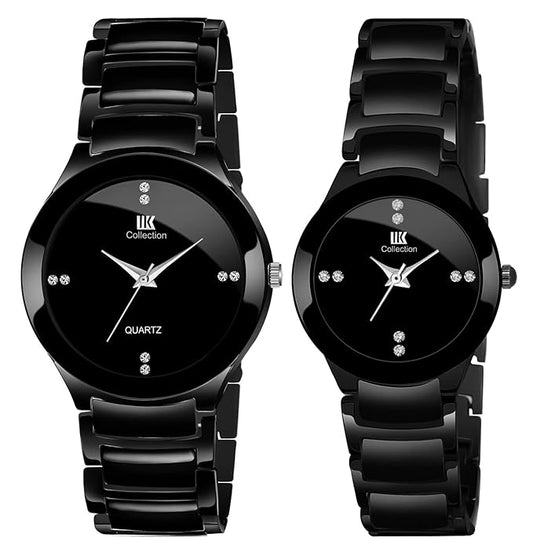 Round Shape Two Tone Couple Watch