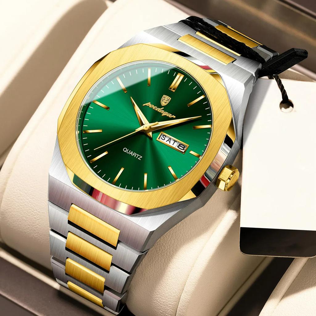 Mens Luxury Stainless Steel Quartz Watch Chronograph With Calender