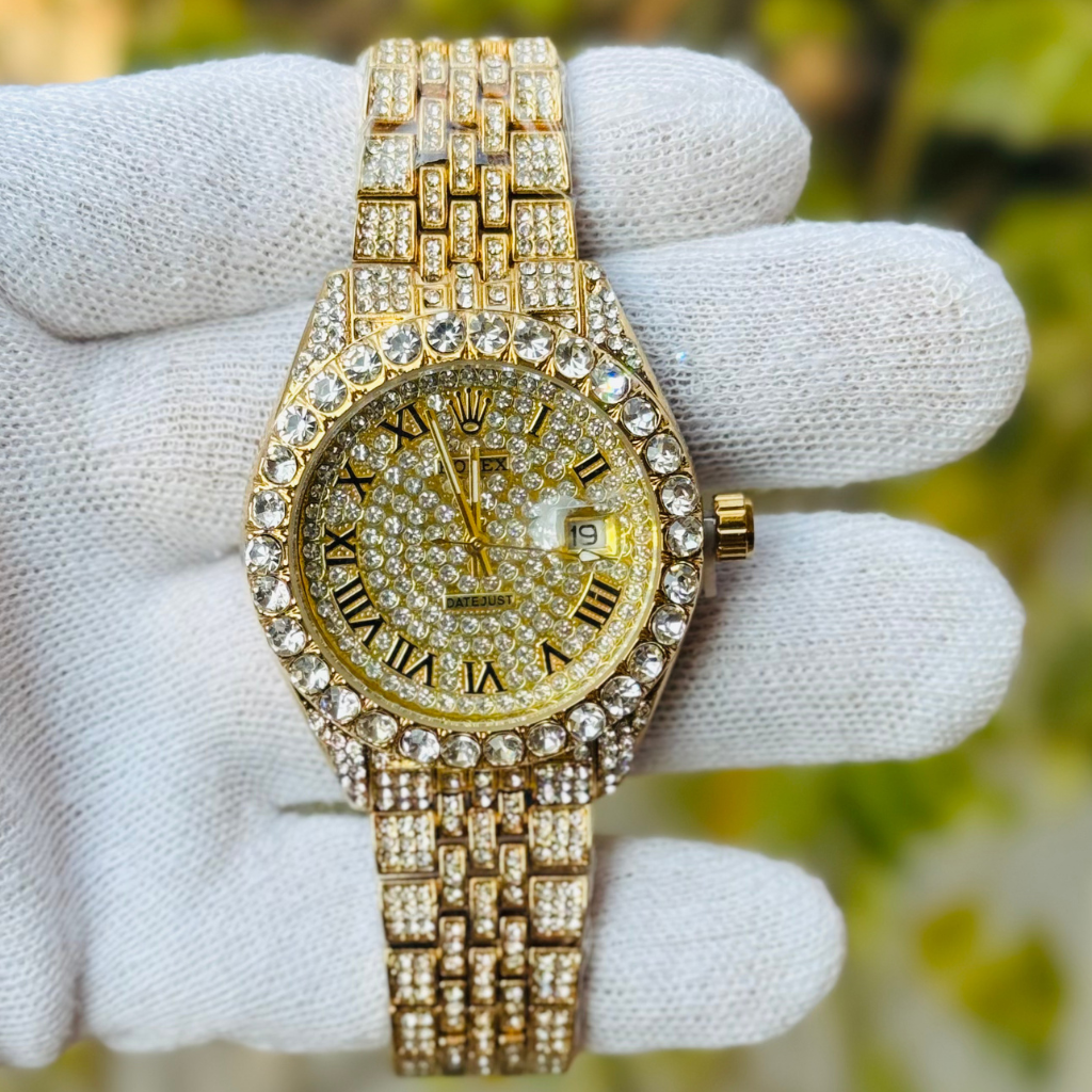 RLX Luxury Iced Out Watch Date Just With Master Lock