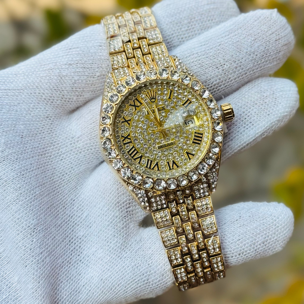 RLX Luxury Iced Out Watch Date Just With Master Lock