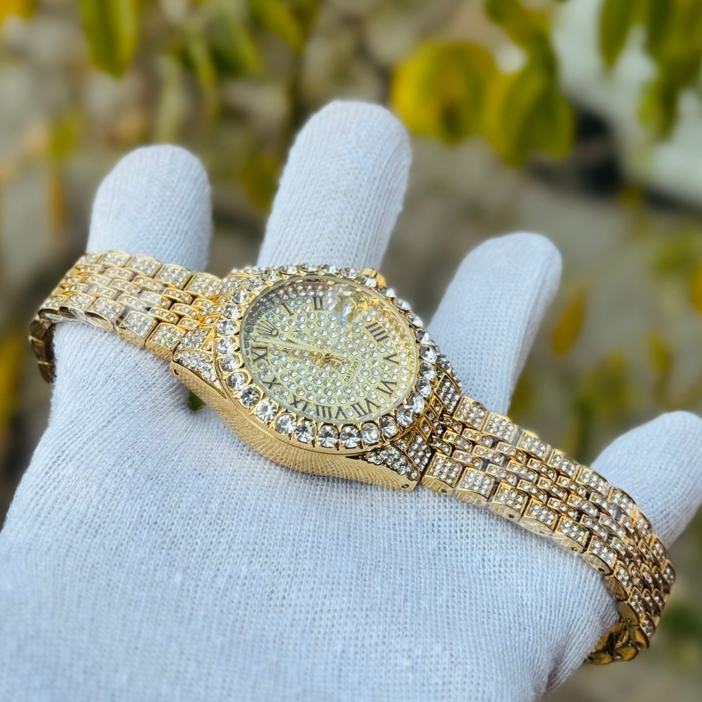 RLX Luxury Iced Out Watch Date Just With Master Lock
