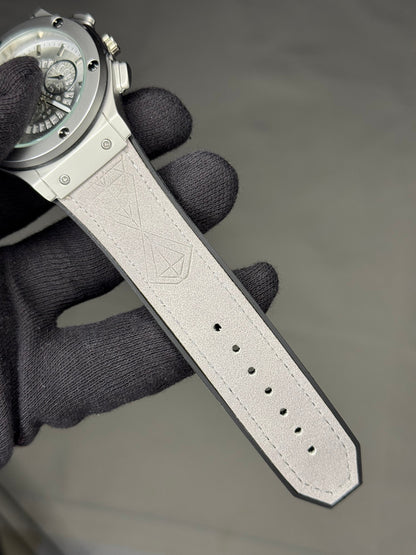 Black Silver Hub Silicone Strap Watch