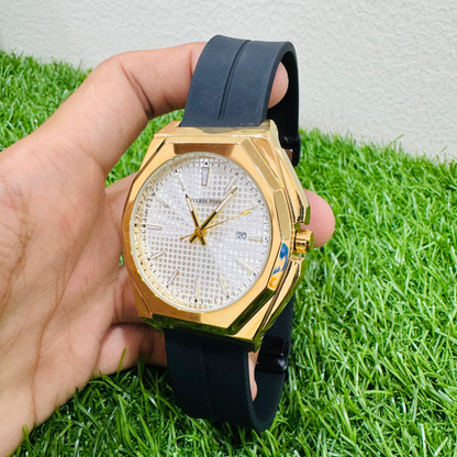 Premium Quality Wrist Watch Gold Colour Date Just Master Magnetic Lock