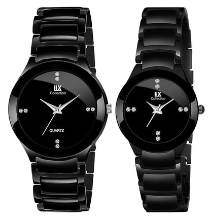 Round Shape Two Tone Couple Watch