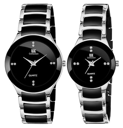 Round Shape Two Tone Couple Watch