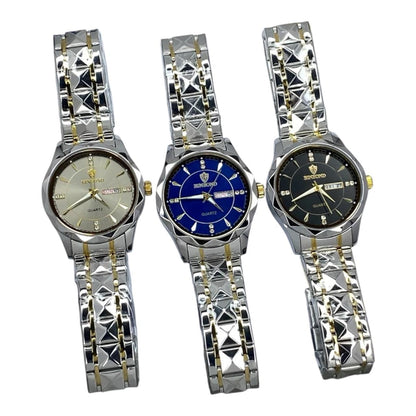 Analog Time Luxury Stainless Steel Watch For Men with Date & Day Display