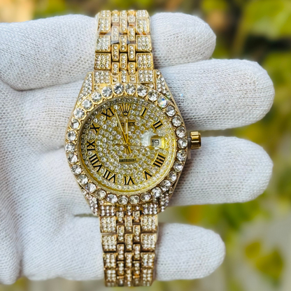 RLX Luxury Iced Out Watch Date Just With Master Lock